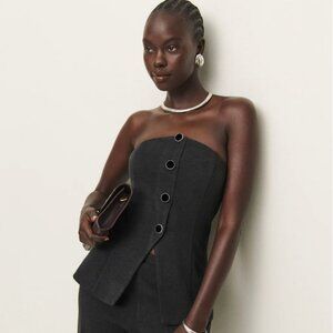 Reformation Pears Knit Strapless Top Charcoal